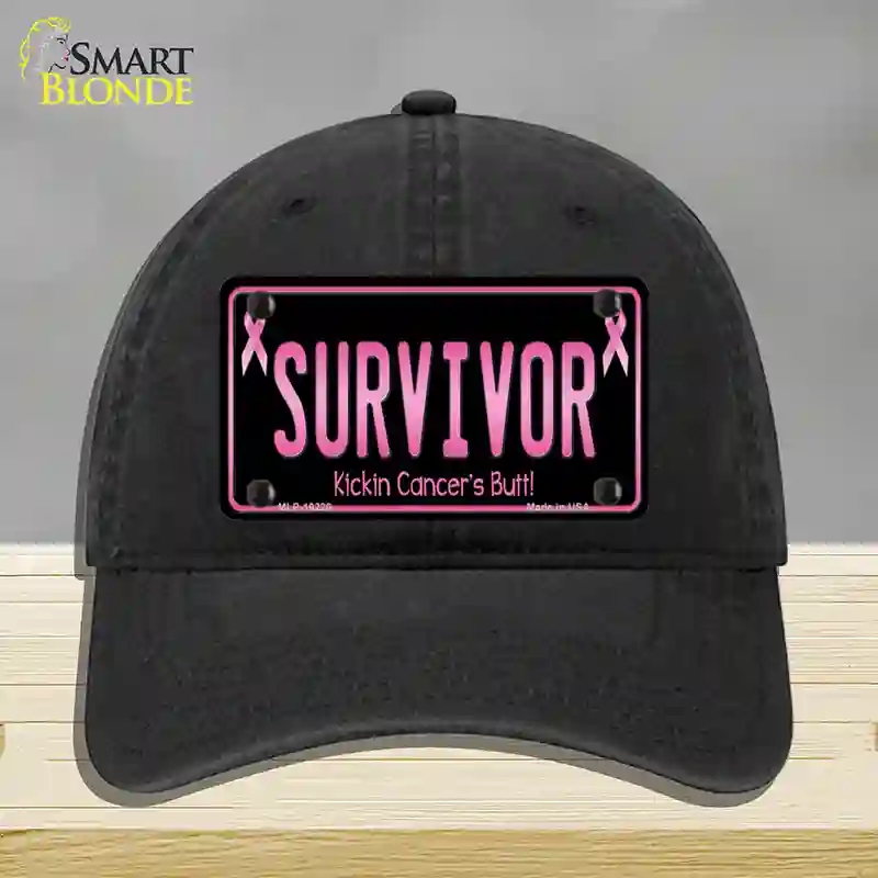 HAT07-MLP-10228 Survivor Novelty License Plate Hat, Unconstructed Cotton - Black