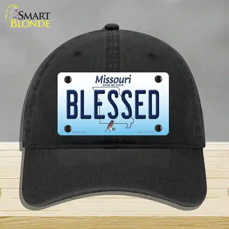 HAT07-MLP-10270 Blessed Missouri Novelty License Plate Hat, Unconstructed Cotton - Black