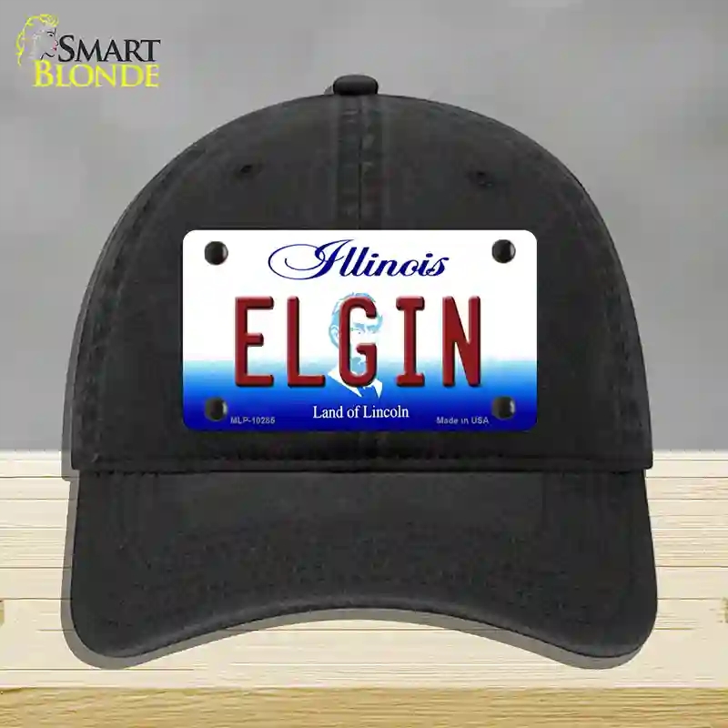 HAT07-MLP-10285 Elgin Illinois Novelty License Plate Hat, Unconstructed Cotton - Black