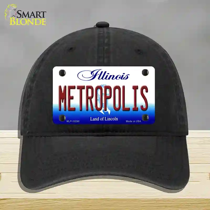 HAT07-MLP-10290 Metropolis Illinois Novelty License Plate Hat, Unconstructed Cotton - Black
