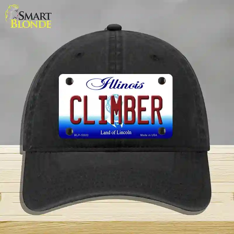 HAT07-MLP-10323 Climber Illinois Novelty License Plate Hat, Unconstructed Cotton - Black