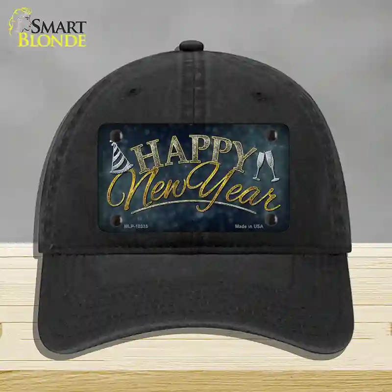 HAT07-MLP-10335 Happy   Year Novelty License Plate Hat, Unconstructed Cotton - Black