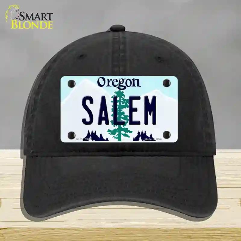 HAT07-MLP-10342 Salem Oregon Novelty License Plate Hat, Unconstructed Cotton - Black