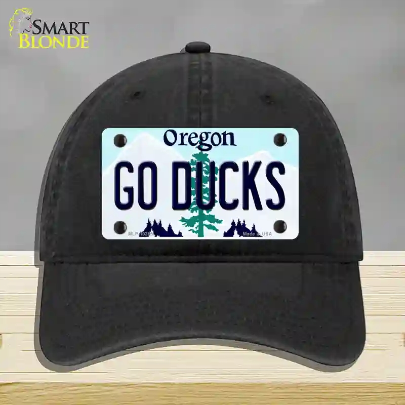 HAT07-MLP-10355 Go Ducks Oregon Novelty License Plate Hat, Unconstructed Cotton - Black
