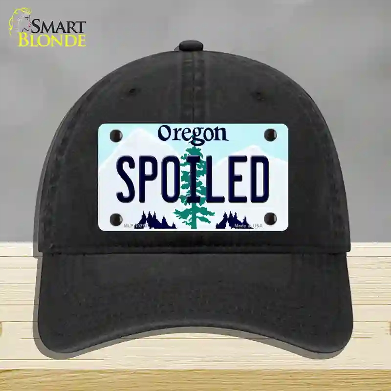HAT07-MLP-10367 Spoiled Oregon Novelty License Plate Hat, Unconstructed Cotton - Black