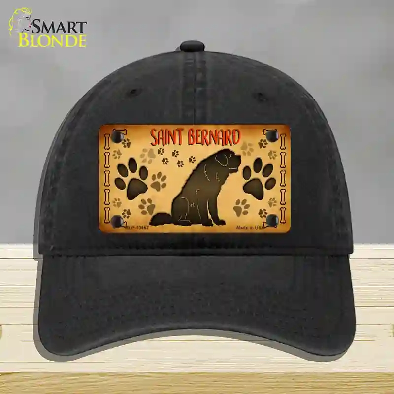 HAT07-MLP-10457 Saint Bernard Novelty License Plate Hat, Unconstructed Cotton - Black