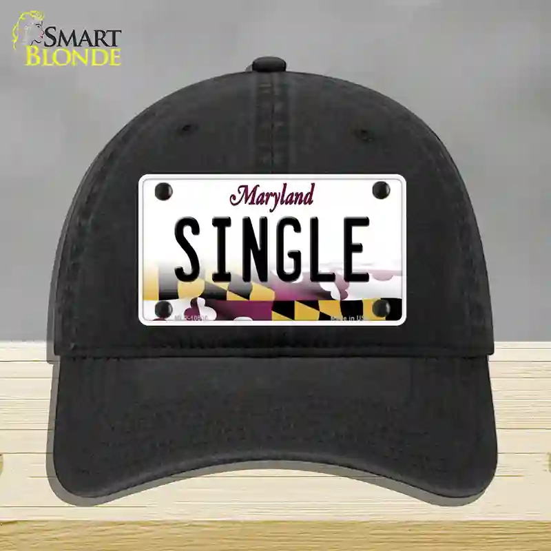 HAT07-MLP-10506 Single Maryland Novelty License Plate Hat, Unconstructed Cotton - Black