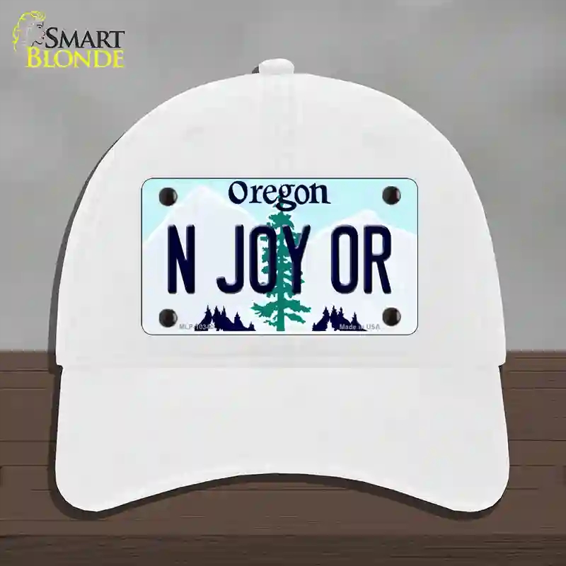 HAT14-MLP-10340 N Joy OR Oregon Novelty License Plate Hat, Unconstructed Cotton - White