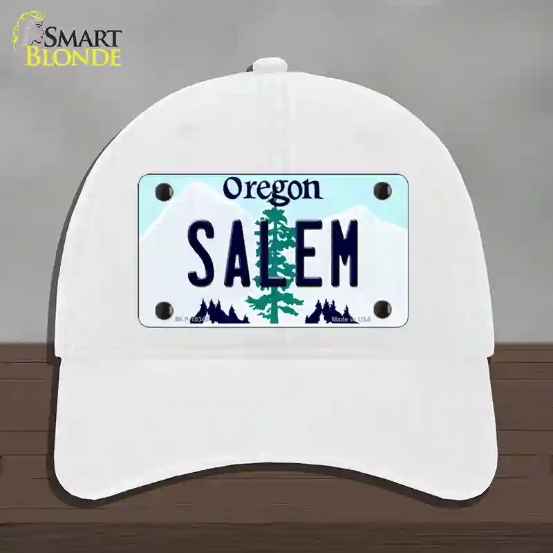 HAT14-MLP-10342 Salem Oregon Novelty License Plate Hat, Unconstructed Cotton - White