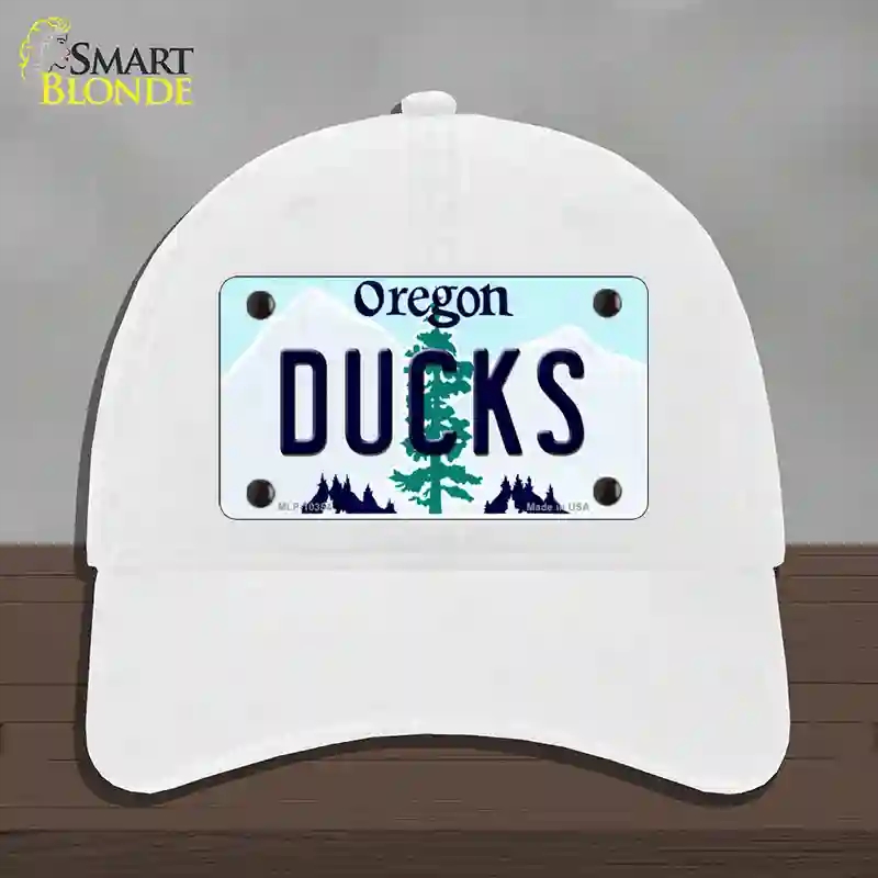 HAT14-MLP-10354 Ducks Oregon Novelty License Plate Hat, Unconstructed Cotton - White
