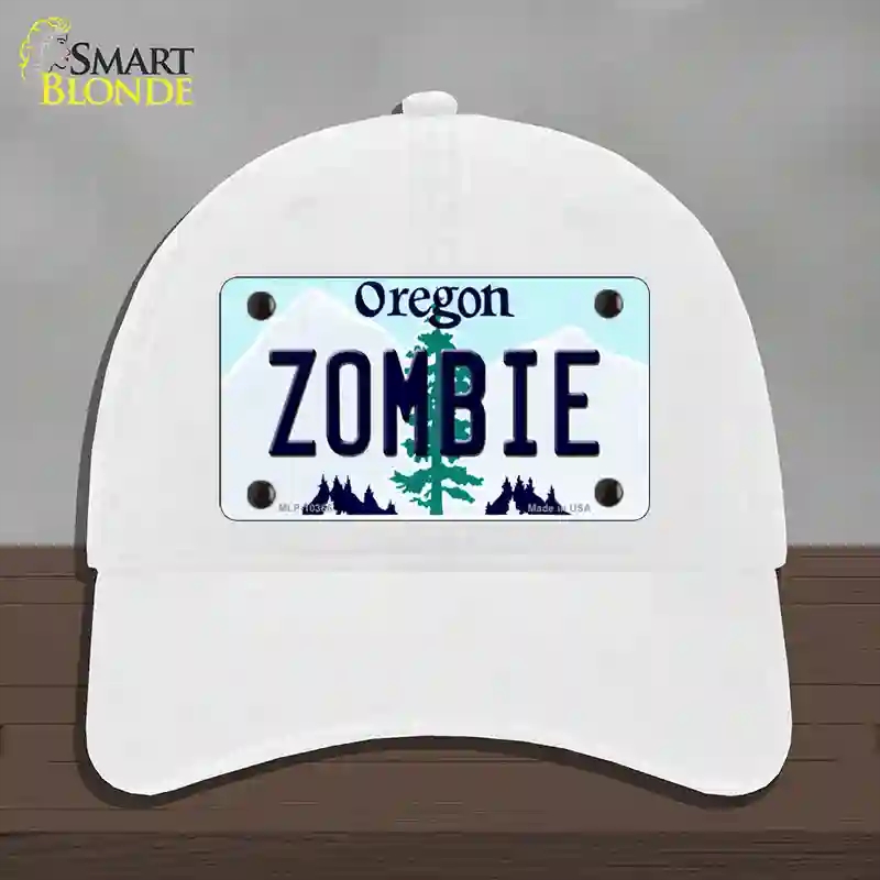 HAT14-MLP-10366 Zombie Oregon Novelty License Plate Hat, Unconstructed Cotton - White
