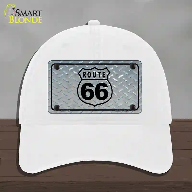 HAT14-MLP-104 Route 66 Shield Diamond Novelty License Plate Hat, Unconstructed Cotton - White