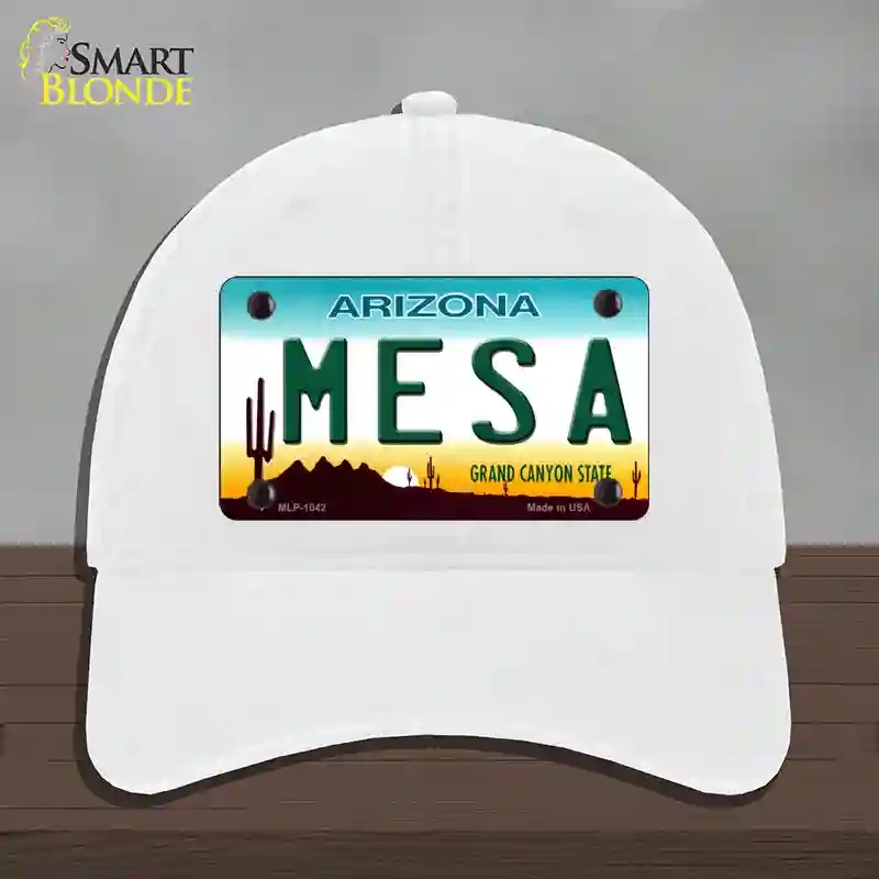 HAT14-MLP-1042 Mesa Arizona Novelty License Plate Hat, Unconstructed Cotton - White