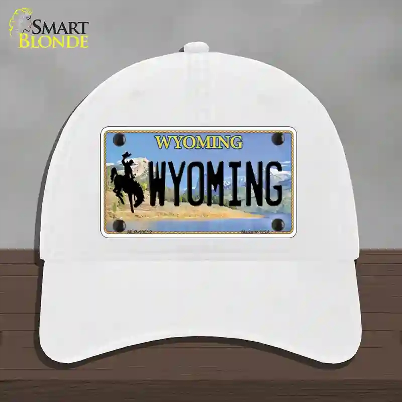 HAT14-MLP-10512 Wyoming Tag Novelty License Plate Hat, Unconstructed Cotton - White