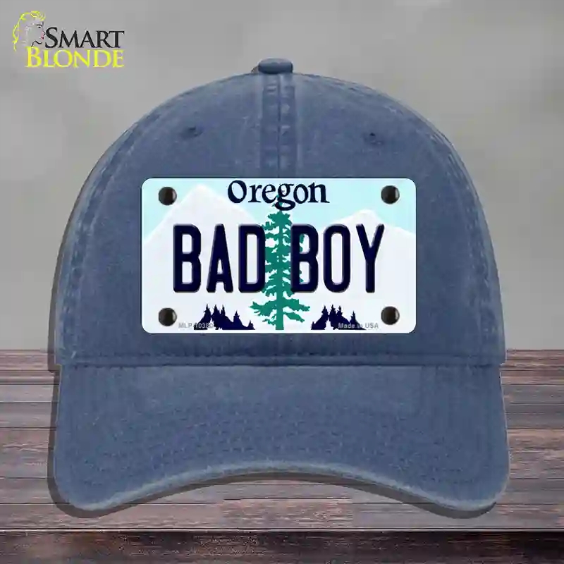 HAT11-MLP-10380 Bad Boy Oregon Novelty License Plate Hat, Unconstructed Cotton - Navy