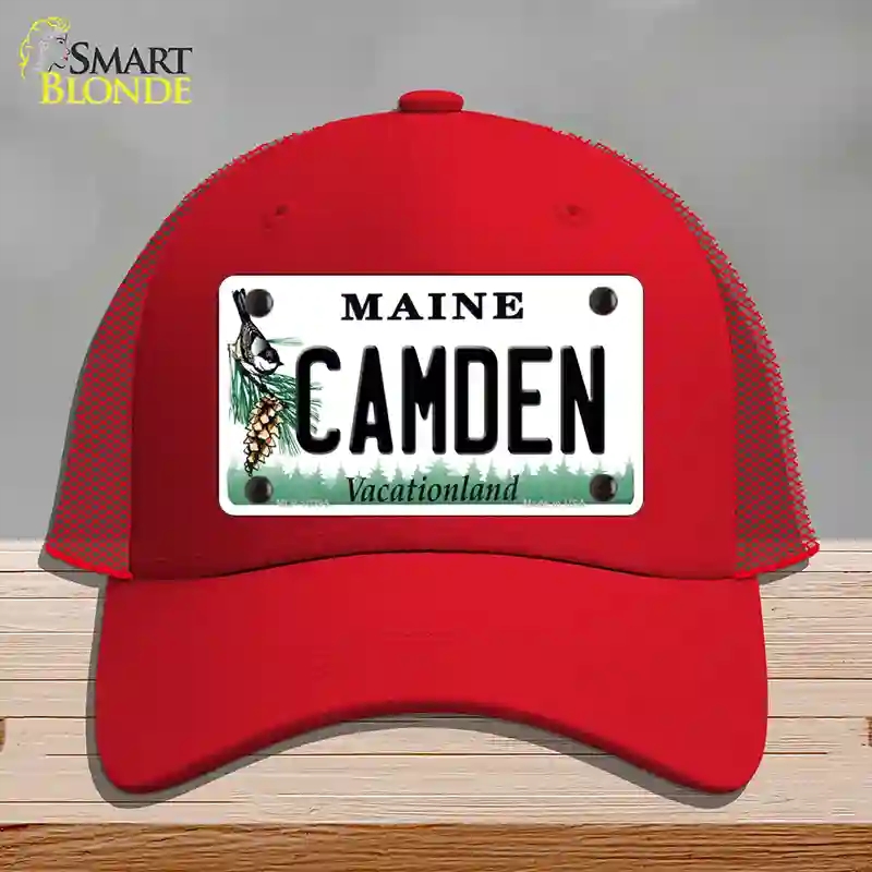 HAT17-MLP-10395 Camden Maine Novelty License Plate Hat, Mesh - Red