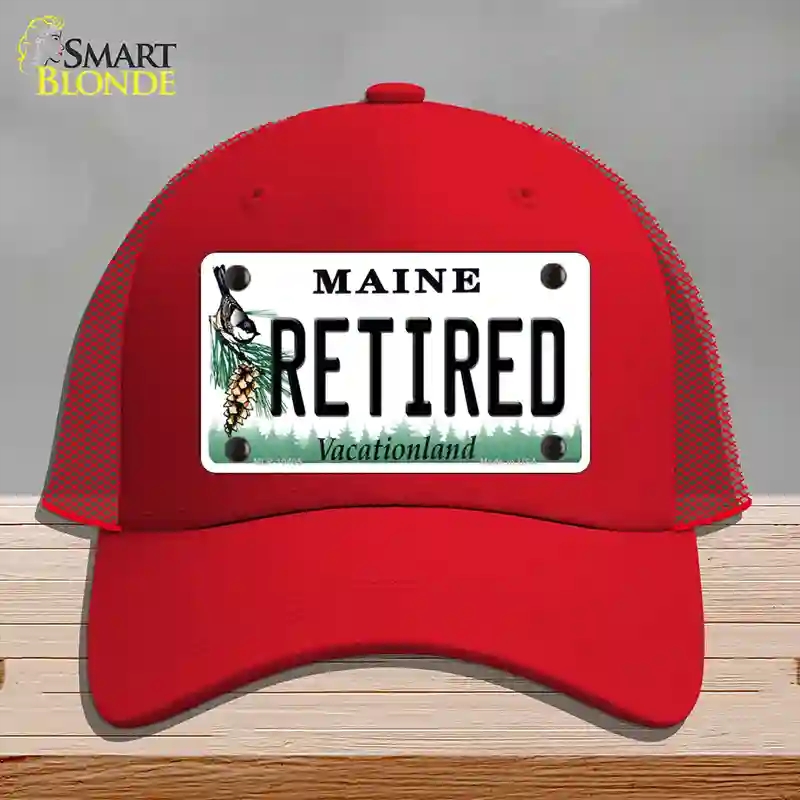 HAT17-MLP-10405 Retired Maine Novelty License Plate Hat, Mesh - Red