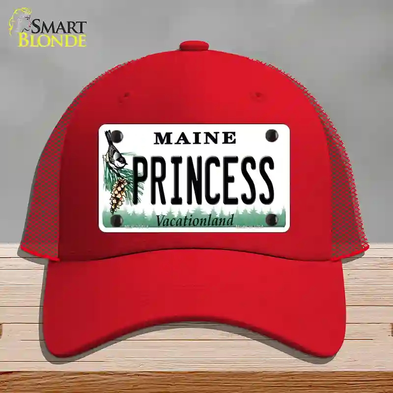HAT17-MLP-10414 Princess Maine Novelty License Plate Hat, Mesh - Red