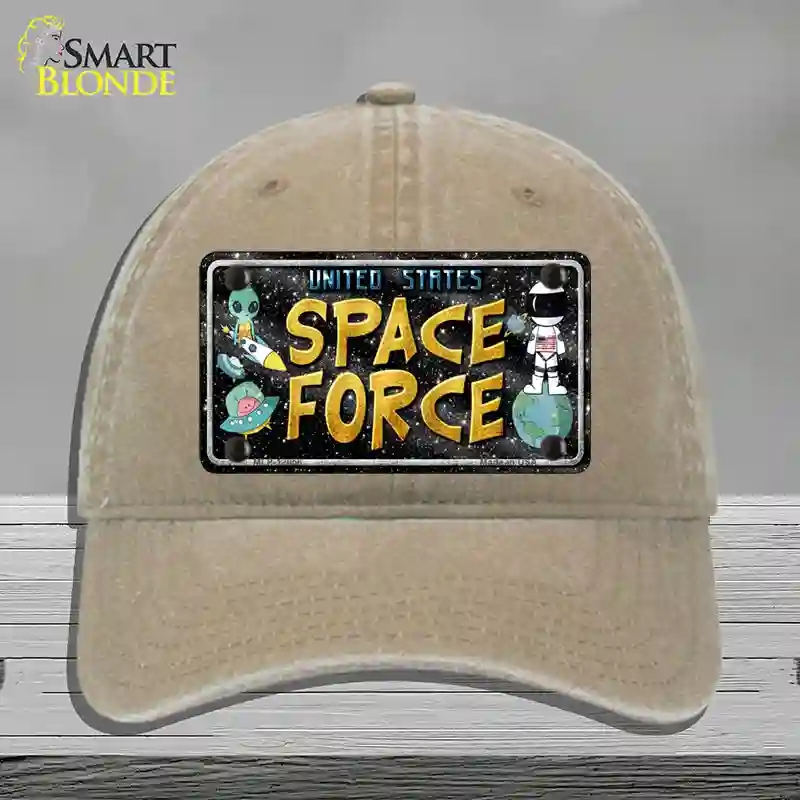 HAT09-MLP-12056 Space Force Novelty License Plate Hat, Unconstructed Cotton - Khaki