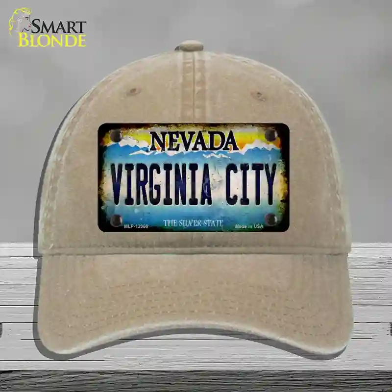 HAT09-MLP-12066 Nevada Virginia City Novelty License Plate Hat, Unconstructed Cotton - Khaki