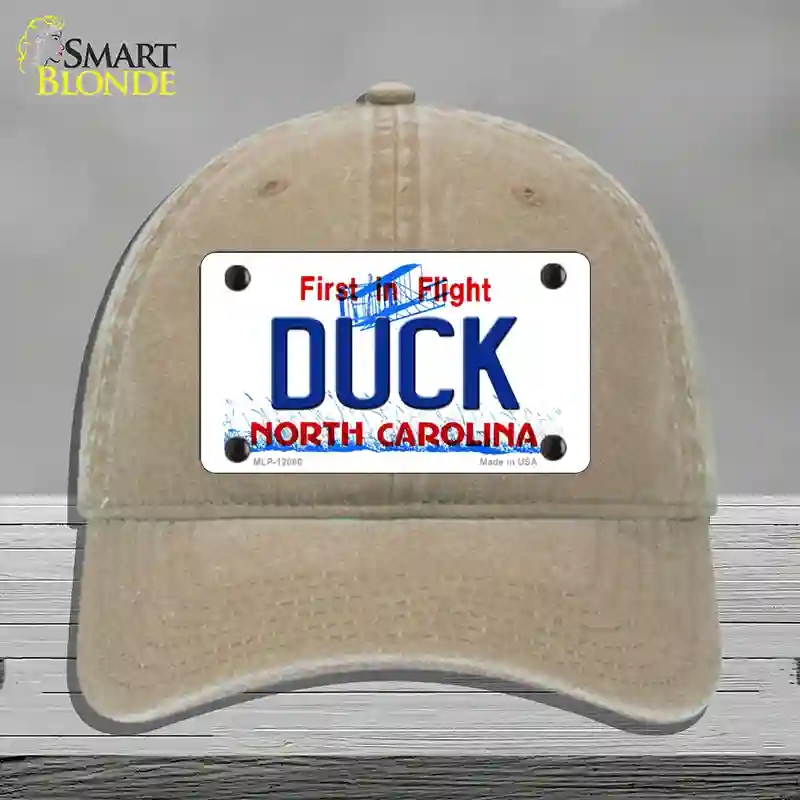 HAT09-MLP-12086 Duck North Carolina State Novelty License Plate Hat, Unconstructed Cotton - Khaki