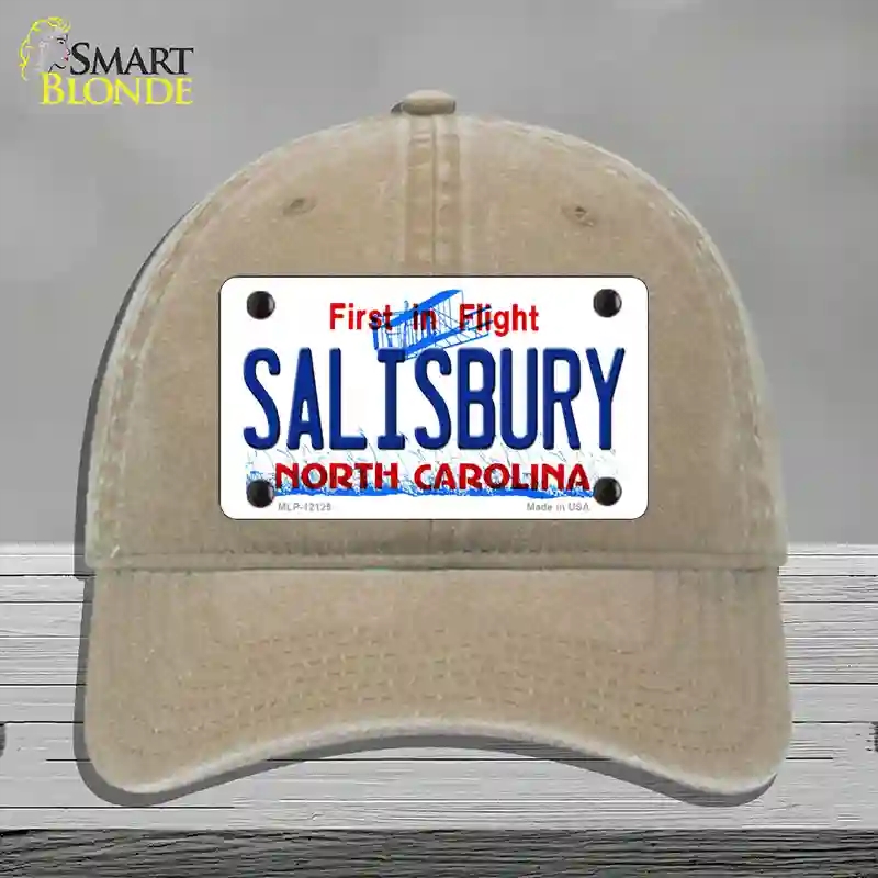 HAT09-MLP-12125 Salisbury North Carolina State Novelty License Plate Hat, Unconstructed Cotton - Khaki