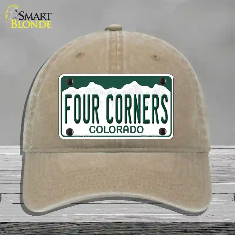 HAT09-MLP-12144 Four Corners Colorado Novelty License Plate Hat, Unconstructed Cotton - Khaki