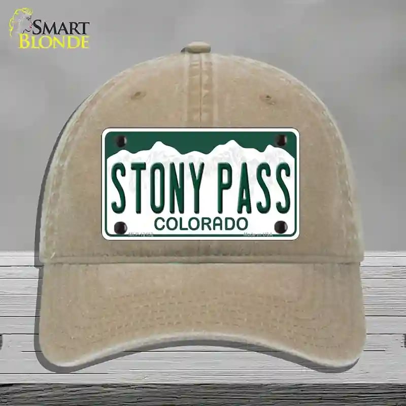 HAT09-MLP-12152 Stony Pass Colorado Novelty License Plate Hat, Unconstructed Cotton - Khaki