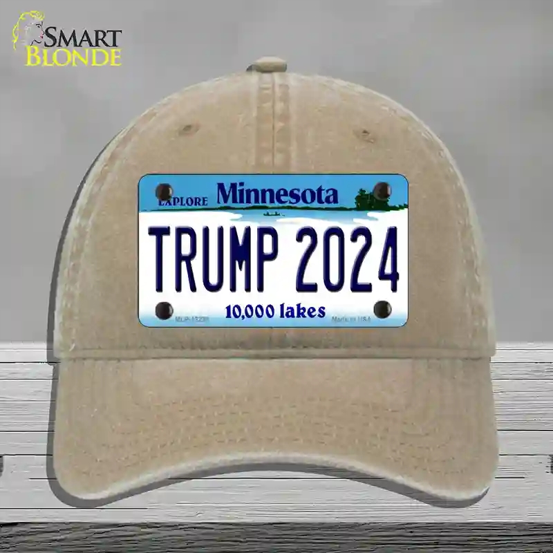 HAT09-MLP-12238 Trump 2024 Minnesota Novelty License Plate Hat, Unconstructed Cotton - Khaki