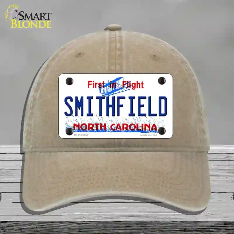 HAT09-MLP-12296 North Carolina Smithfield Novelty License Plate Hat, Unconstructed Cotton - Khaki