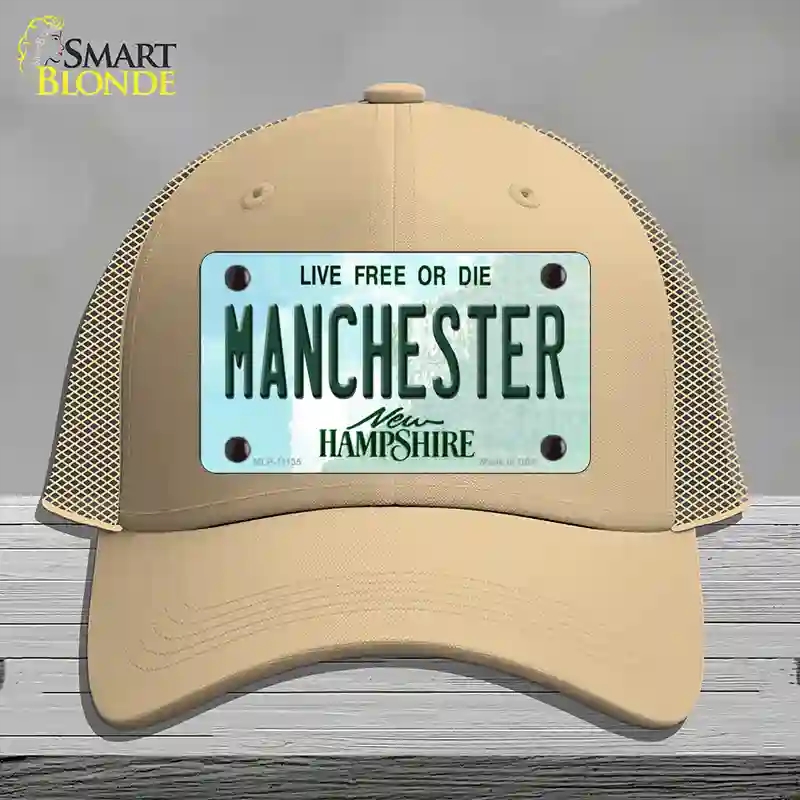 HAT15-MLP-11135 Manchester   Hampshire State Novelty License Plate Hat, Mesh - Khaki
