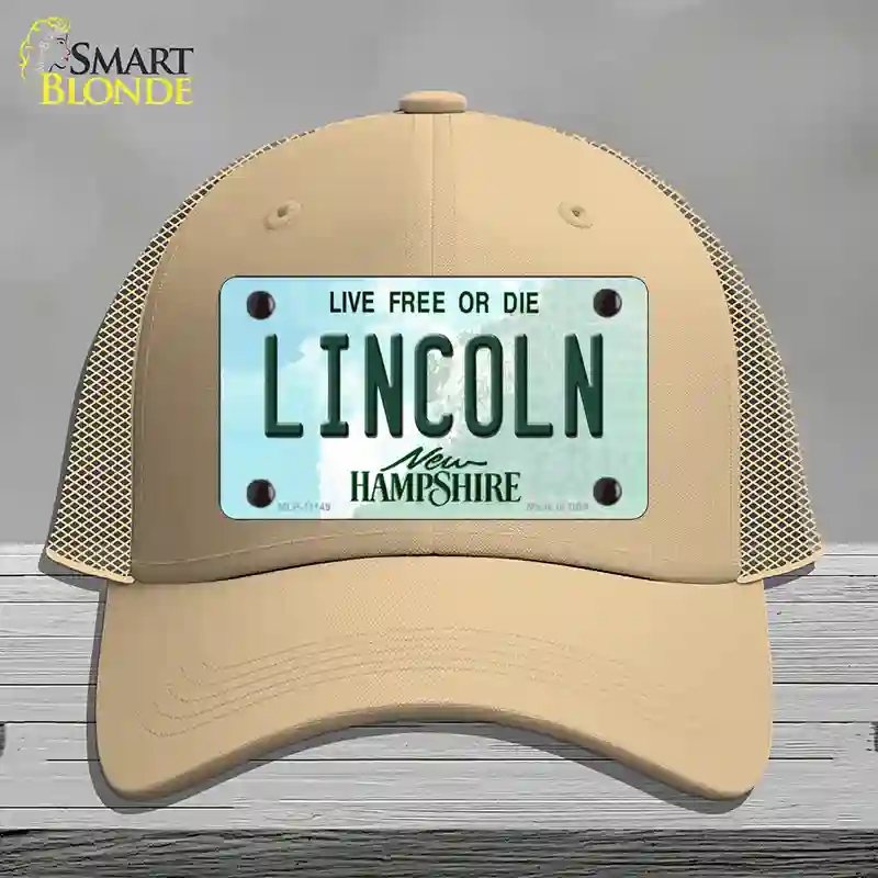 HAT15-MLP-11149 Lincoln   Hampshire State Novelty License Plate Hat, Mesh - Khaki
