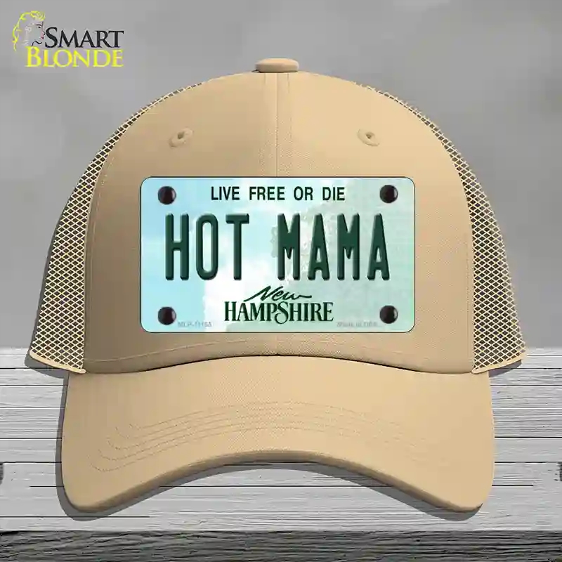 HAT15-MLP-11155 Hot Mama   Hampshire State Novelty License Plate Hat, Mesh - Khaki