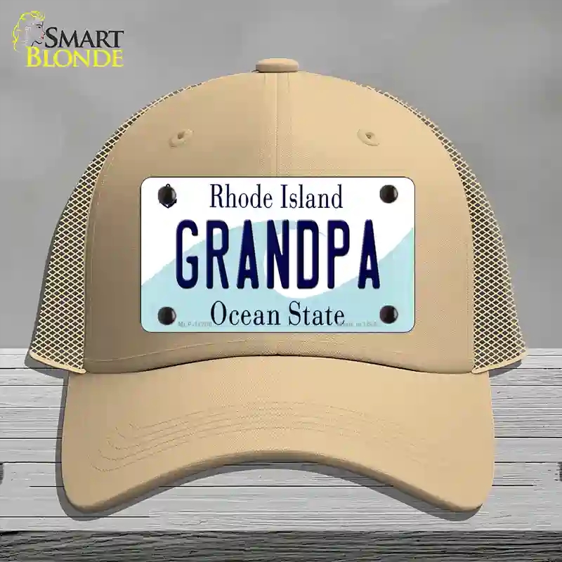 HAT15-MLP-11200 Grandpa Rhode Island State Novelty License Plate Hat, Mesh - Khaki