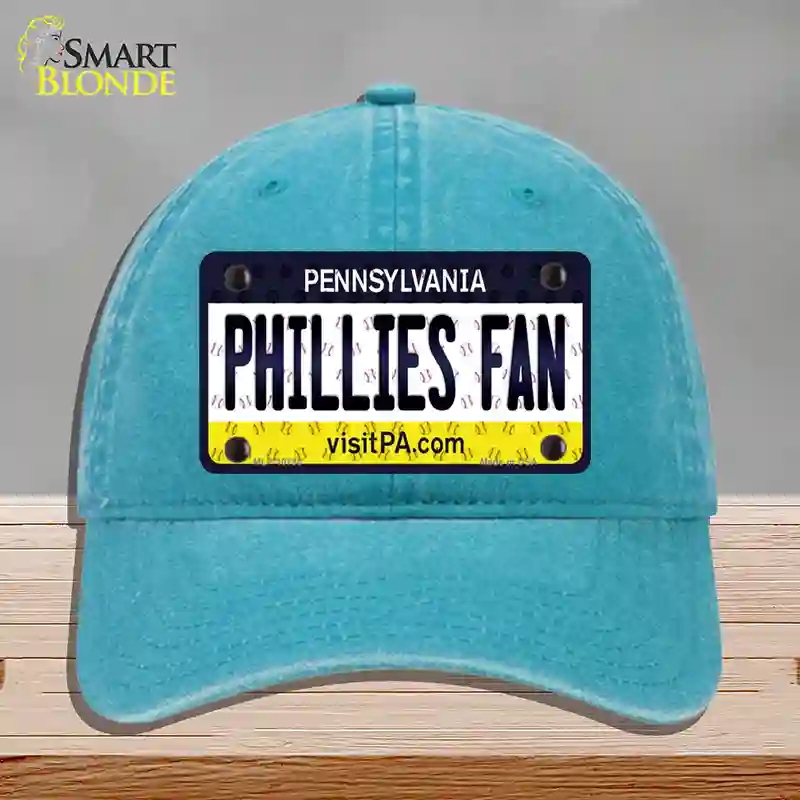HAT10-MLP-10790 Phillies Fan Pennsylvania Novelty License Plate Hat, Unconstructed Cotton - Lake Blue