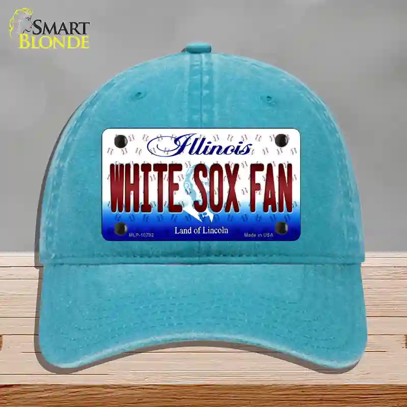 HAT10-MLP-10792 White Sox Fan Illinois Novelty License Plate Hat, Unconstructed Cotton - Lake Blue