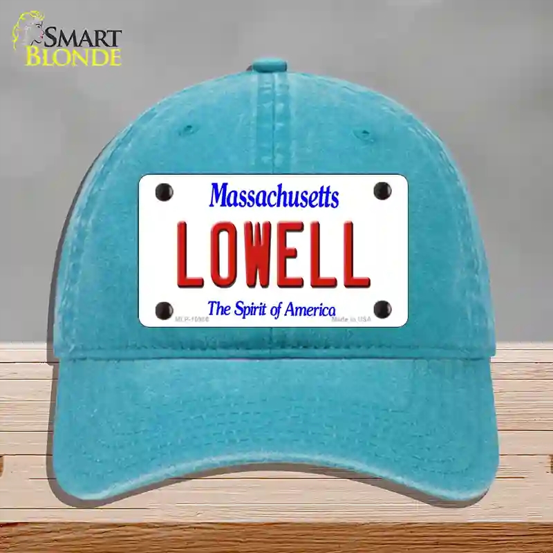 HAT10-MLP-10986 Lowell Massachusetts Novelty License Plate Hat, Unconstructed Cotton - Lake Blue