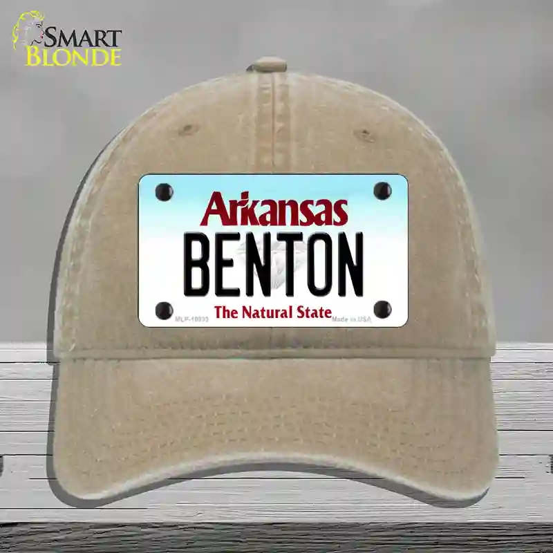 HAT09-MLP-10033 Benton Arkansas Novelty License Plate Hat, Unconstructed Cotton - Khaki