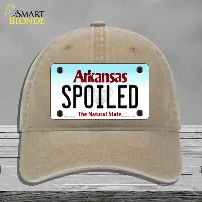 HAT09-MLP-10047 Spoiled Arkansas Novelty License Plate Hat, Unconstructed Cotton - Khaki