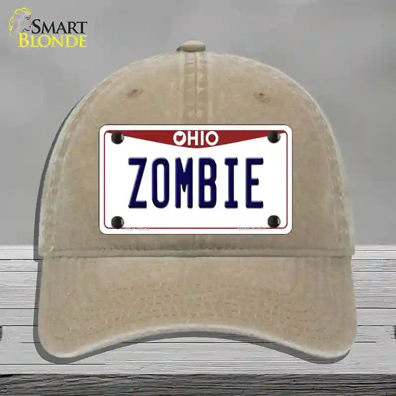 HAT09-MLP-10082 Zombie Ohio Novelty License Plate Hat, Unconstructed Cotton - Khaki