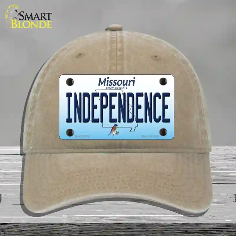 HAT09-MLP-10244 Independence Missouri Novelty License Plate Hat, Unconstructed Cotton - Khaki