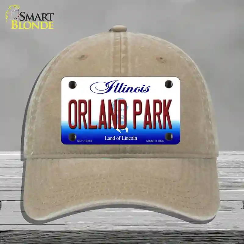 HAT09-MLP-10289 Orland Park Illinois Novelty License Plate Hat, Unconstructed Cotton - Khaki