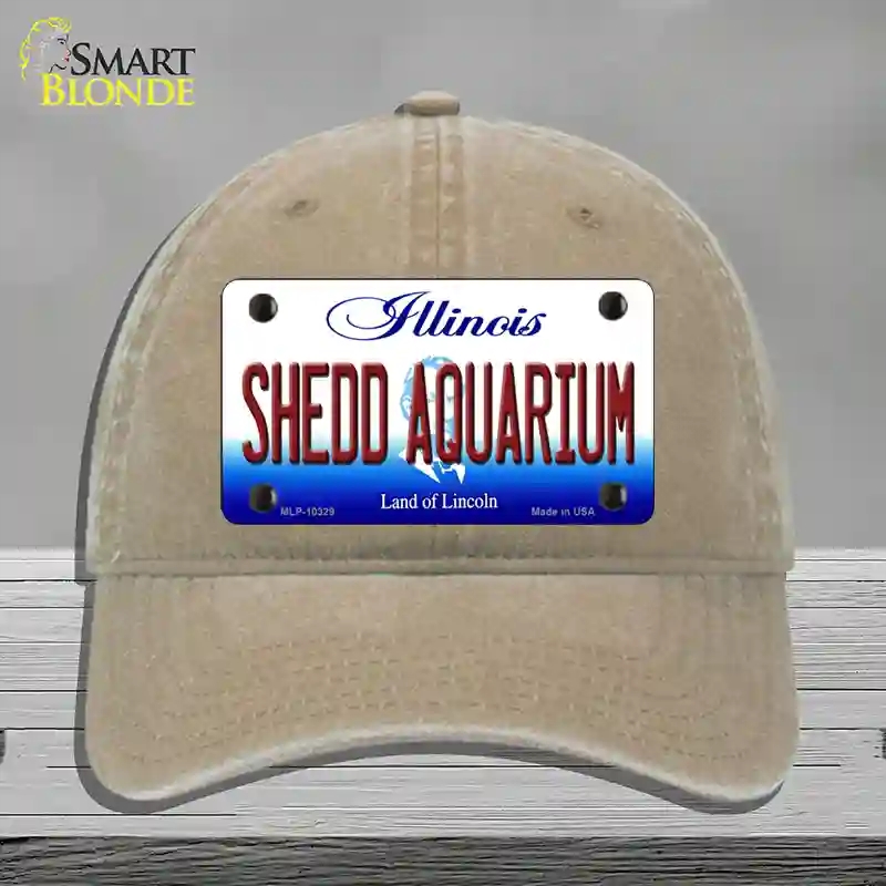 HAT09-MLP-10329 Shedd Aquarium Illinois Novelty License Plate Hat, Unconstructed Cotton - Khaki