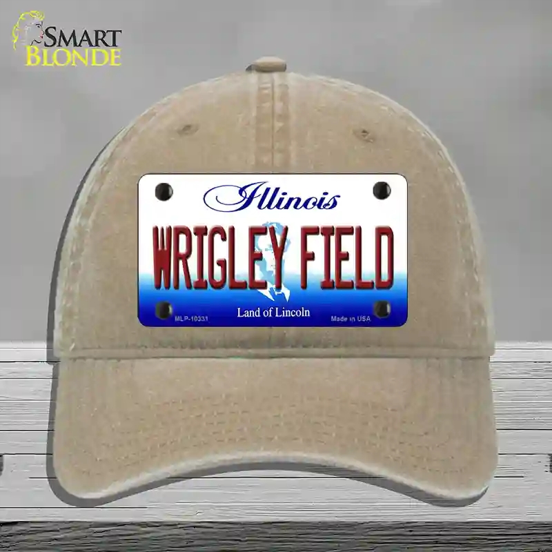 HAT09-MLP-10331 Wrigley Field Illinois Novelty License Plate Hat, Unconstructed Cotton - Khaki