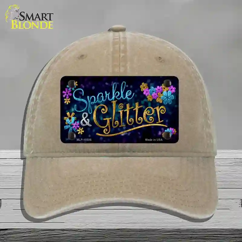 HAT09-MLP-10336 Sparkle & Glitter Novelty License Plate Hat, Unconstructed Cotton - Khaki