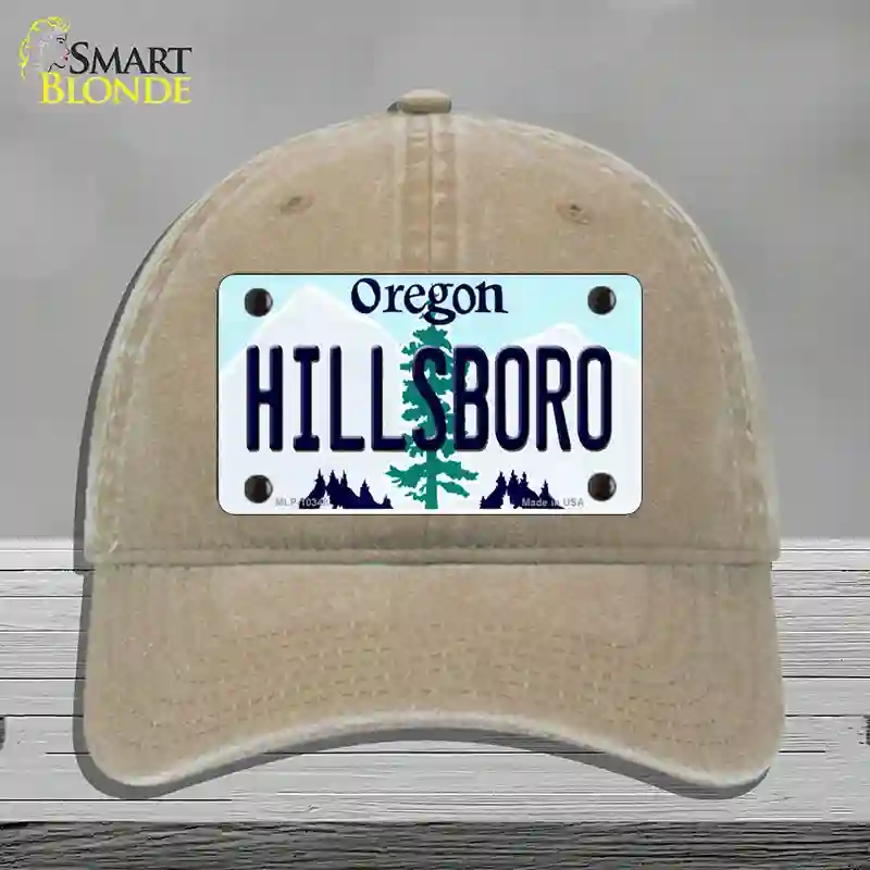 HAT09-MLP-10348 Hillsboro Oregon Novelty License Plate Hat, Unconstructed Cotton - Khaki