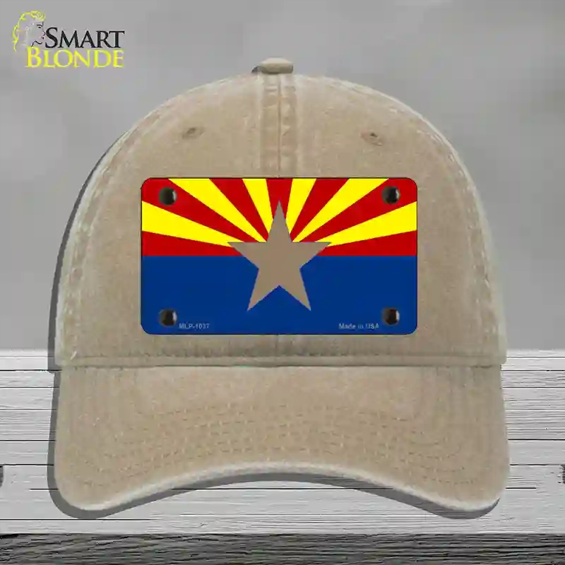 HAT09-MLP-1037 Arizona Big Star State Flag Novelty License Plate Hat, Unconstructed Cotton - Khaki