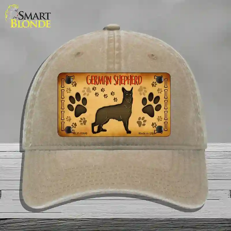 HAT09-MLP-10446 German Shepherd Novelty License Plate Hat, Unconstructed Cotton - Khaki