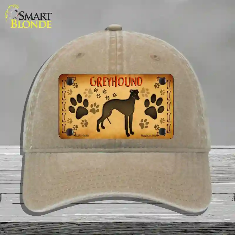 HAT09-MLP-10448 Greyhound Novelty License Plate Hat, Unconstructed Cotton - Khaki