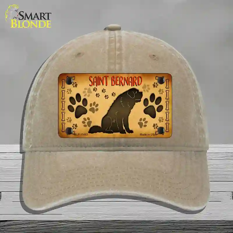 HAT09-MLP-10457 Saint Bernard Novelty License Plate Hat, Unconstructed Cotton - Khaki